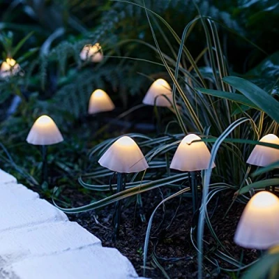 Imagen de Lights4fun Conjunto de 12 Balizas Solares Setas con LED Blancos Cálidos para Exteriores