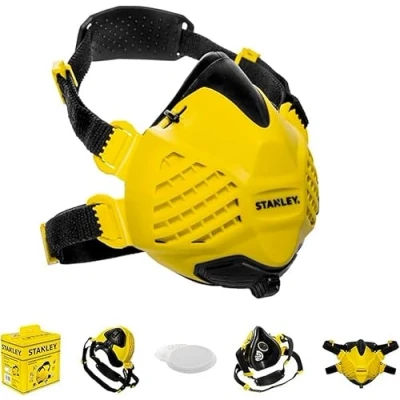 Imagen de STANLEY Mascarilla antipolvo reutilizable P3 con tecnología Face Fit Check y filtro integrado de 99,99% P3, talla M/L