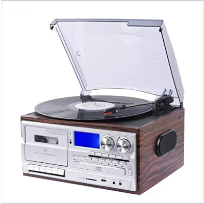 Imagen de GaoF Tocadiscos Bluetooth, CD, Cassette, Radio Am/FM y Entrada Auxiliar con Puerto USB codificación SD, Altavoz estéreo Incorporado, Reproductor de música Independiente