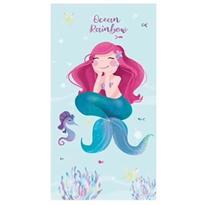 Imagen de Theonoi Toalla de playa para niños y niñas, 100% algodón, 70 x 140 cm (sirena)