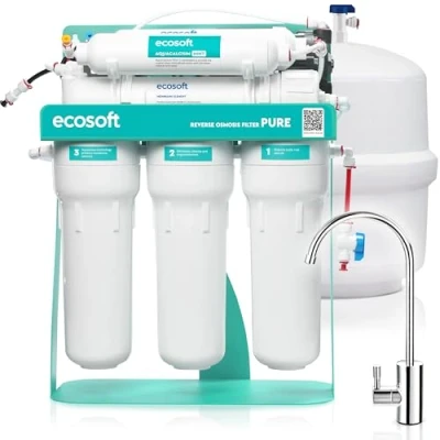 Imagen de BWT P&#039;URE Ecosoft AquaCalcium con bomba sobre bastidor metálico Ósmosis inversa para el hogar Filtra 99,8% de los contaminantes del agua Mineraliza potable calcio