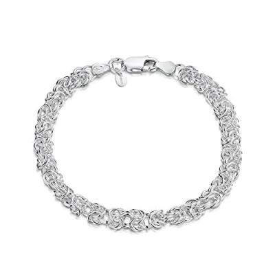 Imagen de Amberta Pulsera Bizantina Unisex en Plata de Ley 925: 19 cm Redonda