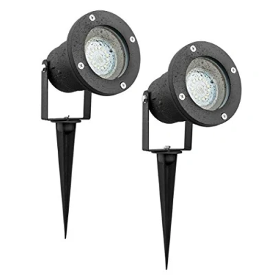 Imagen de SEBSON 2x Lámpara LED de jardín con estaca y Foco orientable, Luz Exterior IP65, GU10 3,5W 300lm 6500K Blanco frío