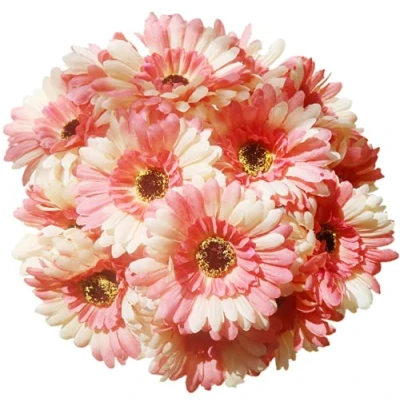 Imagen de 15 flores de margaritas seda artificiales, falsas gerbera, ramo boda para el hogar, boda, fiesta, decoración centro mesa (naranja)