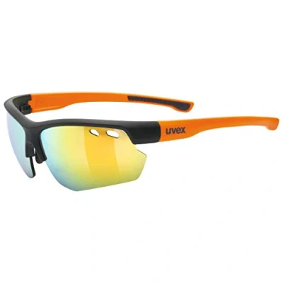 Imagen de uvex sportstyle 115, gafas deportivas unisex, de espejo, incl. lentes intercambiables con filtros categoría 0, 1 y 3, black matt/orange, one size