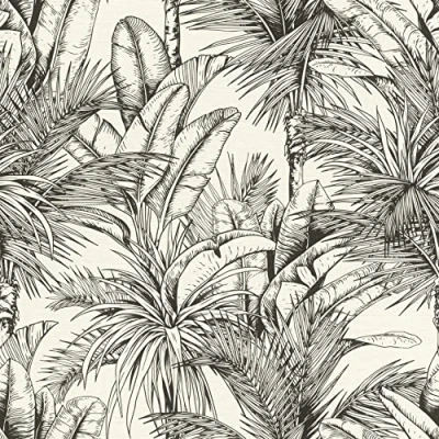 Imagen de Rasch Papel pintado no tejido (Botanical) negro blanco 10,05 m x 0,53 Selection vinilo 478013