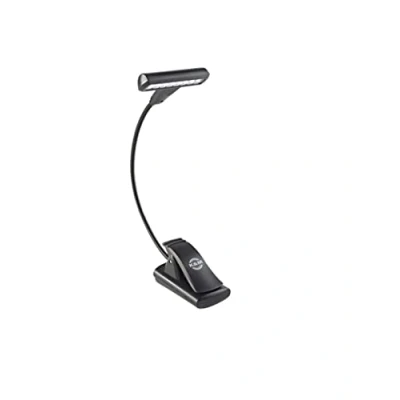 Imagen de K&amp;M 12247 T Model LED FlexLight lámpara de atril negra conexión abrazadera, con bolsa transporte, cuello cisne, 4200 Lux