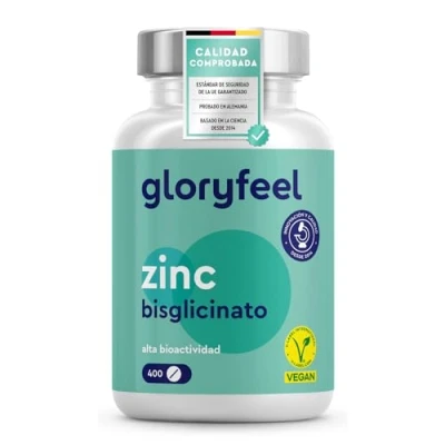Imagen de Zinc 25mg 400 Tabletas (+1 año) Bisglicinato de puro (Quelato Zinc) elemental alta biodisponibilidad Probado en laboratorio Alemania