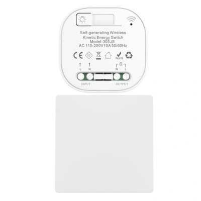 Imagen de Cerhot Kit de receptor interruptor luz inalámbrico autoalimentado, mando a distancia con botones para pared, iluminación LED interior y exterior el hogar, sin batería