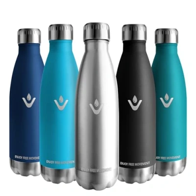 Imagen de Vikaster Botella agua, 500ml agua acero inoxidable, Mantener 12H Caliente/24 Frío, Termo Sin BPA, termica Niños, Adultos, Deporte, Oficina, Exteriores