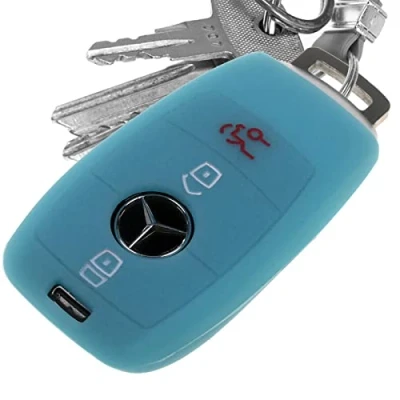 Imagen de Cubierta Protectora de Silicona para Llaves Coche Azul Fluorescente Compatible con Smartkey Mercedes Benz E Klasse W213 S213 C238 A238
