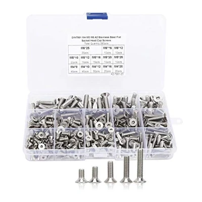 Imagen de 260Pcs Tornillo avellanado, M4/M5/M6 Tornillos de cabeza avellanada Acero inoxidable 304 hueca hexagonal para la industria electrónica