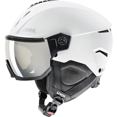 Imagen de uvex instinct visor, casco de esquí para hombre y mujer, con visera, ajuste tamaño individual, blanco negro mate, 56 a 58 cm