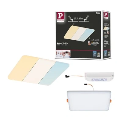 Imagen de Paulmann 95379 Panel LED, luminaria empotrable Veluna VariFit IP44 WhiteSwitch 185x185 mm cuad., incl. 1x14 W, plafón, transparente, plástico 3000 K