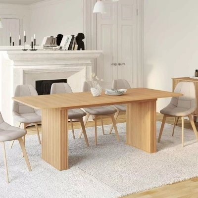 Imagen de Mesa de comedor rectangular extensible, color madera, 6 10 personas