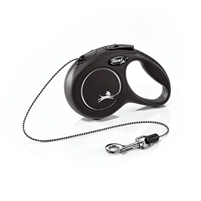 Imagen de FLEXI Correa retráctil clásica para Perro (cordón), ergonómica, Duradera y sin enredos, Perros de hasta 18 Libras, 10 pies, Extra pequeña, Color Negro