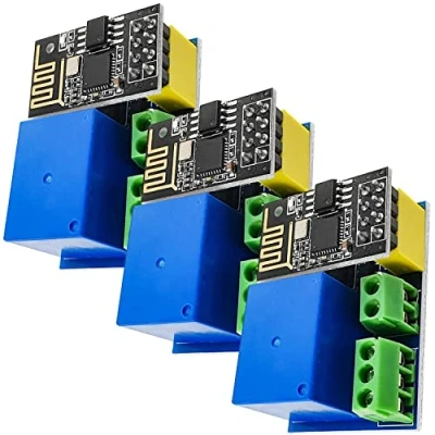 Imagen de AZDelivery 3 x ESP8266 01S ESP Módulo WiFi WLAN 5V con Relay Adaptador (sucesor de ESP01) Compatible Arduino E Book Incluido!