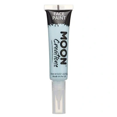 Imagen de Moon Creations Tubos de Pintura facial y corporal con pincel aplicador Sin crueldad para niños, adultos, disfraces, festivales, Halloween Azul claro 15ml