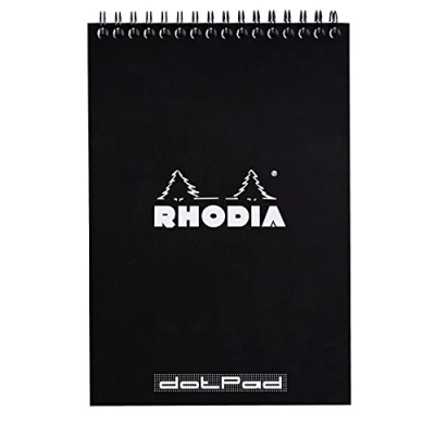 Imagen de RHODIA, 165039C, Cuaderno con encuadernación en espiral, A5, Interior: punteado, 80 hojas, Papel Clairefontaine 80gr , Negro