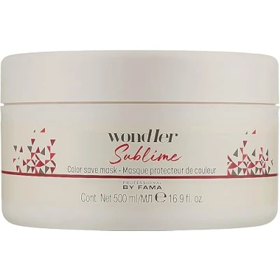 Imagen de Professional By Fama Wondher Sublime Color Save Mask 500 ml nutre intensamente la fibra capilar y compacta estructura del cabello.