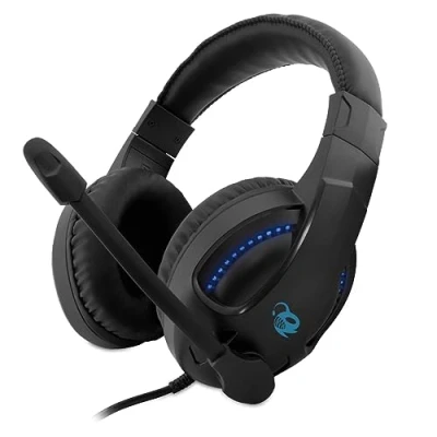 Imagen de DeepGaming Cascos Gaming, Auriculares Gaming con Micrófono Flexible, 3,5 mm Jack, Luces LED USB, Compatible PS4, PS5, PC, Switch, Xbox Series. Color Negro