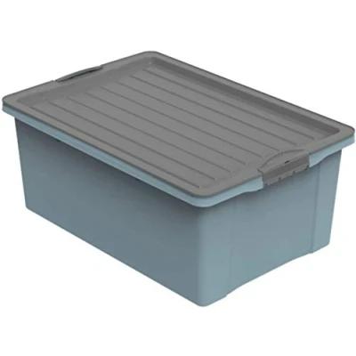 Imagen de Rotho Compact Caja de almacenamiento 38l con tapa, Plástico (PP reciclado) sin BPA, azul/antracita, A3/38l (57.0 x 40.0 25.0 cm)