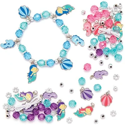 Imagen de Baker Ross Kits de Pulseras con Dijes Sirenas AT681 (paquete 3) para proyectos arte y manualidades niños, surtidos