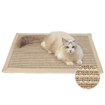Imagen de FUKUMARU Alfombrilla rascadora para Gatos, 60 x 40 cm, sisal Natural Tabla Horizontal Suelos de Protege Muebles y sofás