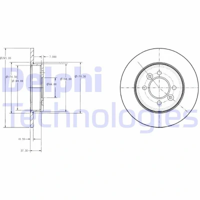 Imagen de DELPHI BG2694 Disco de freno 265 10 4 macizo aceitado sin procesar cojinete rueda, anillo sensor ABS RENAULT: LAGUNA 1, 1 Grandtour