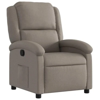 Imagen de vidaXL Sillón Reclinable, Silla con Respaldo Reposabrazos, de Televisión Relax Descanso, Asiento para Salón Hogar, Tela Gris Taupe