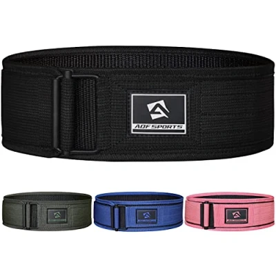 Imagen de AQF Cinturon Lumbar Gimnasio, 4&quot;/10.2cm Nylon Autobloqueante Cinturón Powerlifting, Soporte Faja Gym para Musculacion, Entrenamiento Funcional, Sentadillas, Peso Lifting Belt Hombre Mujer (XS, Negro)