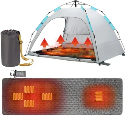 Imagen de Forro para Saco De Dormir con Doble Calefacción, Almohadilla Térmica Eléctrica USB, Calentador Acampar, Manta Calefactora Portátil Clima Frío Interiores Y Exteriores