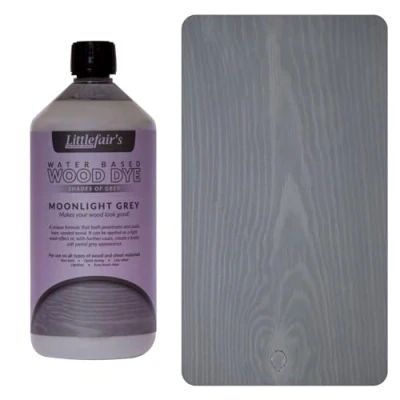 Imagen de Littlefair&#039;s Tinte para Madera 1ltr Acabado Premium, Fácil de Usar y Limpiar Basado en Agua, Seguro Ecológico Disponible Muchos Colores Color: Gris claro luna