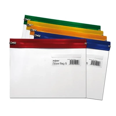 Imagen de Snopake Zippa Bag &#039;S&#039; Bolsa con cierre por cursor (5 unidades, A5, 255 x 190 mm), diseño transparente, multicolor