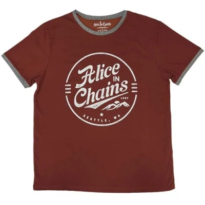 Imagen de Rock Off officially licensed products Alice In Chains Circle Emblem Ringer T Shirt, rojo, XL