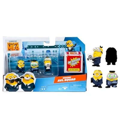 Imagen de MINIONS Despicable Me 4 Paquetes de Figuras AVL Squad coleccionables 5,8 cm El Paquete Tiene 3 visibles más 1 Figura Sorpresa Oculta