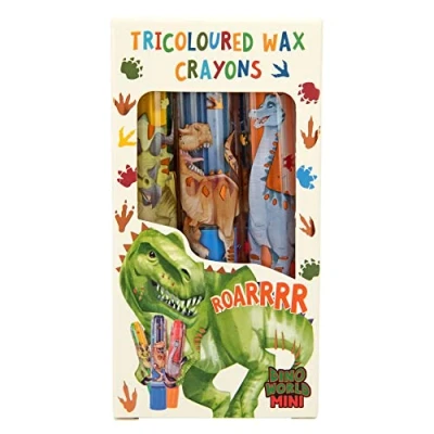 Imagen de Depesche 12175 Dino World Mini Set tricolor de ceras para niños, 3 multicolores colorear y pintar