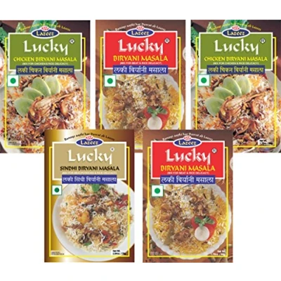 Imagen de Lucky Biryani Masala Combo de 5 Pack (pollo Masala, carne Masala. Sindhi Masala)