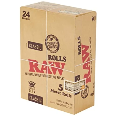 Imagen de Raw Elements Classic Rolls Slim Caja con 24 Rollos de 5 m, Papel, Amarillo, Medium