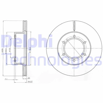 Imagen de DELPHI BG2495 Disco de freno 289 20 6 ventilado aceitado sin procesar cojinete rueda, anillo sensor ABS TOYOTA: HILUX Pick up