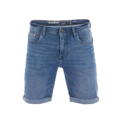 Imagen de riverso RIVUdo Pantalones Vaqueros Cortos para Hombre, Jeans Short, Corte Regular, 99% algodón, Bermudas, Gris, Azul Claro, Azul, Negro, W30 W42 Middle Blue Denim (M214) W36