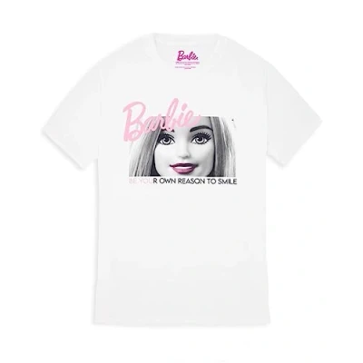 Imagen de Barbie Camiseta Mujer Muñeca de señora Inspirational White Pink Top Sea su Propia razón para sonreír Design