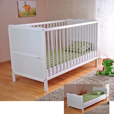 Imagen de Cuna para Recién Nacido con Colchón de Espuma Aloe Vera, Rieles Protección Dental, Altura Regulable, Color Blanco, Cama Infantil