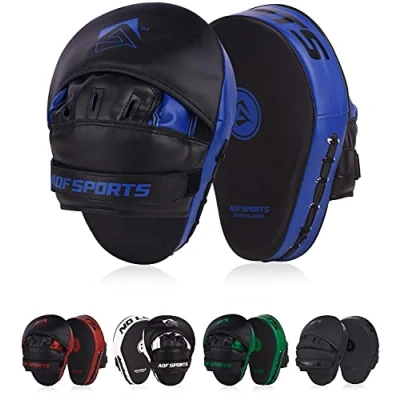 Imagen de AQF Manoplas Boxeo, Paos Guantes Boxeo Guantillas, Almohadillas De Enfoque con Cuero Rex, Gancho Y Jab Combate para La Práctica Defensa Personal MMA Muay Thai Kick Boxing (Azul)