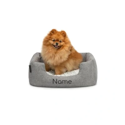 Imagen de lionto Cama para Perro cojín de Piso Reversible, (S) 60x50 cm Gris (con Nombre Impreso)