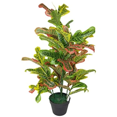 Imagen de Leaf Planta Artificial de codiaeum, Multicolor, 90 cm