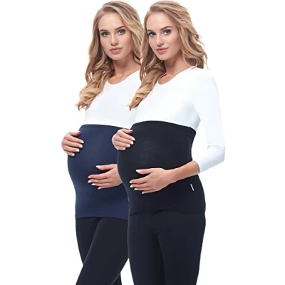 Imagen de Be Mammy Bandas de Maternidad del Vientre Pack 2 para Mujer 169 (Negro/Azul Oscuro, 44/46)