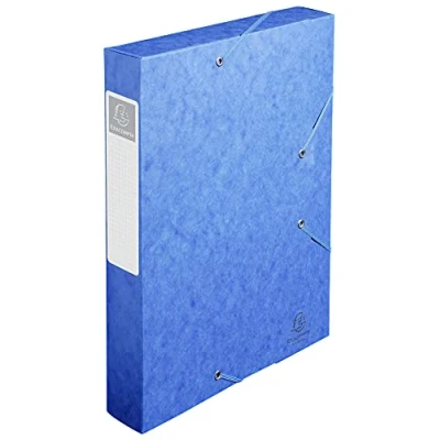 Imagen de Exacompta Réf. 16005H 1 boîte de classement avec élastiques CARTOBOX Livrée à plat Dos 6 cm Carte lustrée 7/10ème 600g/m² Dimensions 25x33cm Format classer A4 Coloris bleu