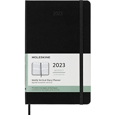 Imagen de Moleskine Agenda Semanal 2023, de 12 Meses con Diseño Horizontal, Planificador Tapa Dura, Tamaño Grande 13 x 21 cm, Color Negro