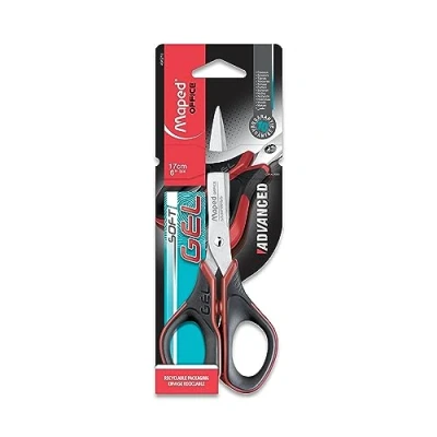 Imagen de Maped Tijeras de Oficina Advanced Gel Simétrica 17 cm con Cuchillas Moldeadas Hojas y Remaches Acero Inoxidable Anillas Ergonómicas Punta Afilada